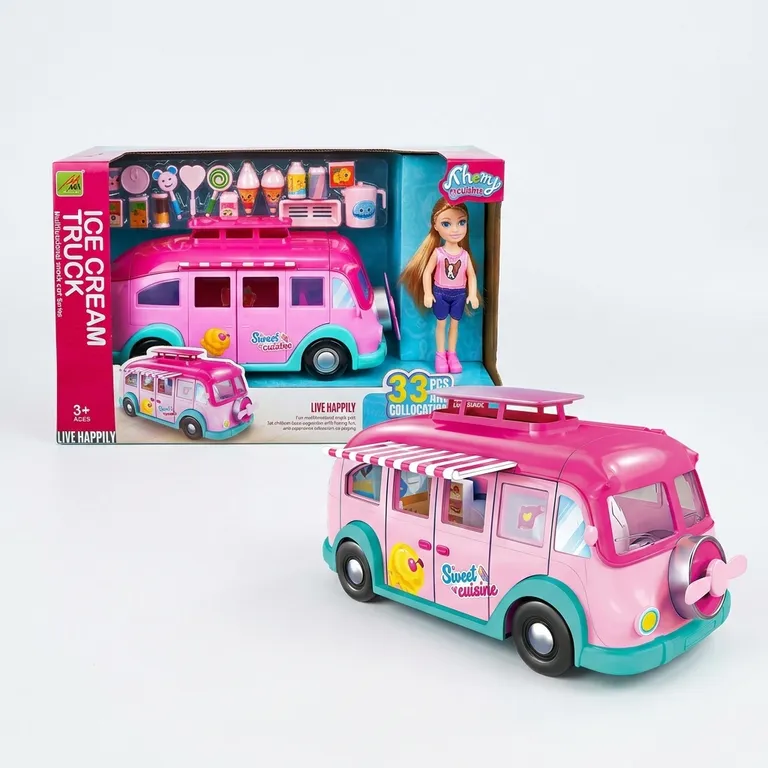 Juguete Set Bus Food Truck Y Muneca -