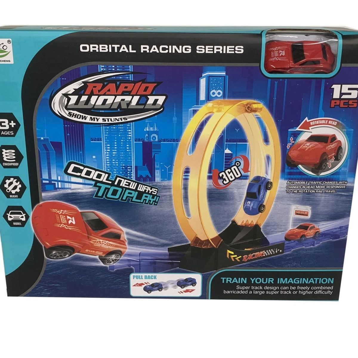 TOYNG - Juguete Pista 15 Piezas 1 Auto Pull Back - Toyng