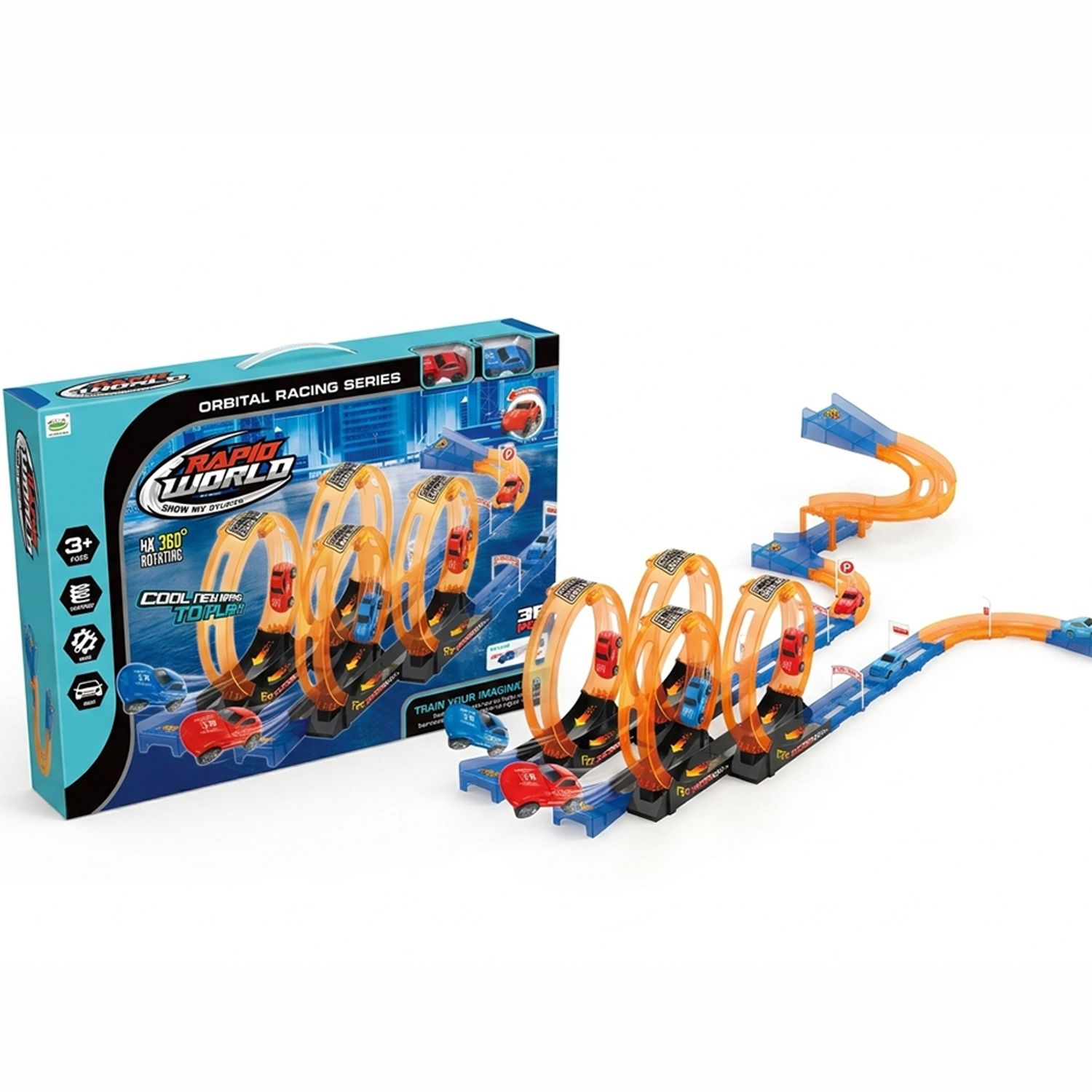 スポーツトイ・アクショントイ Goody Rainbow Filipino Twirler 149/2000 TOYNG Juguete Pista 38 Piezas 2 Autos Pull Back - Toyng