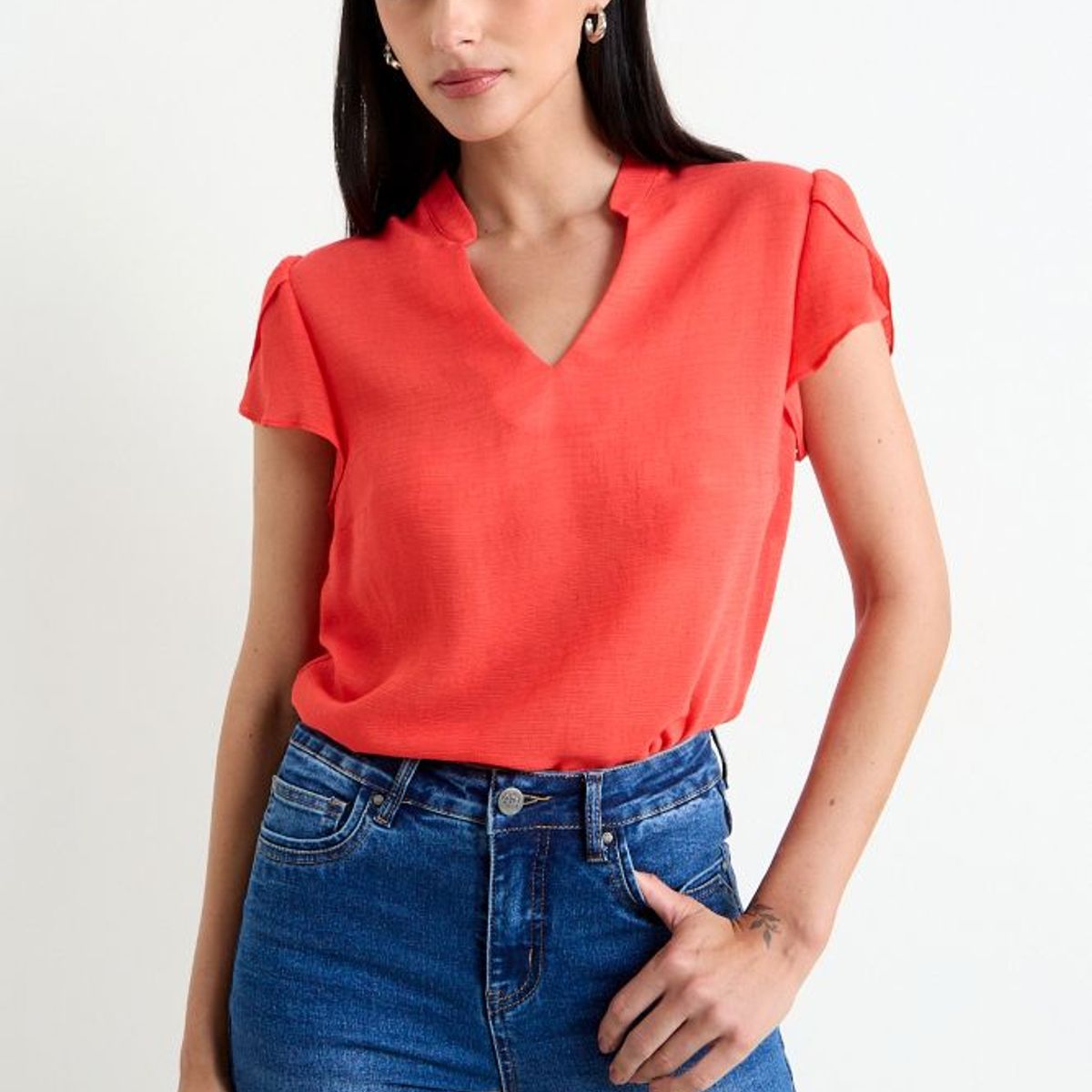 ASH - Blusa Manga Tulipan Mujer Rojo Ash