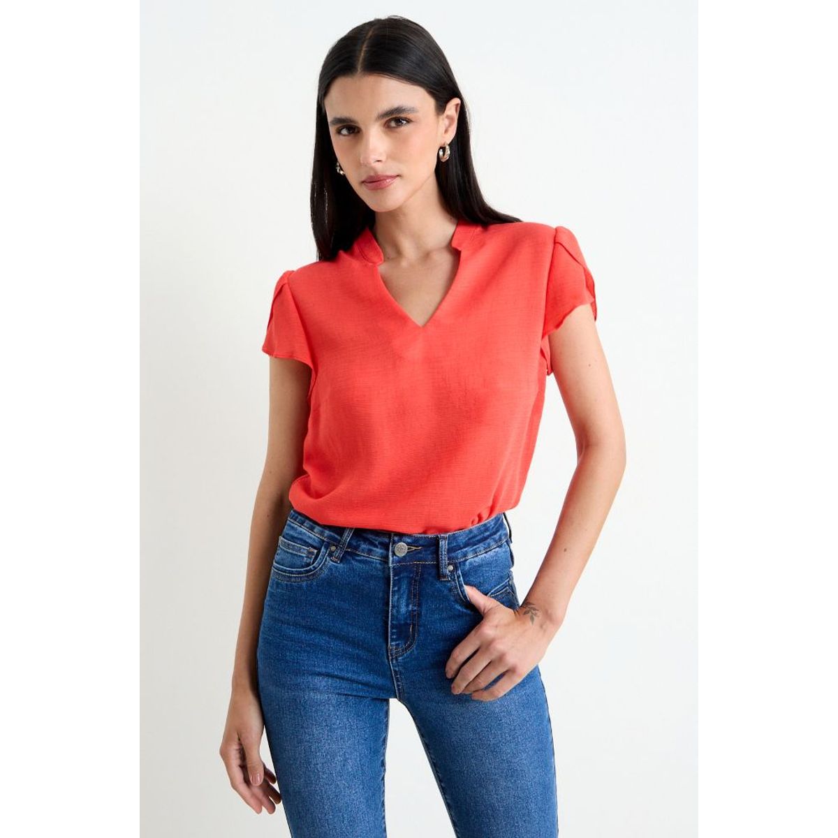 ASH - Blusa Manga Tulipan Mujer Rojo Ash