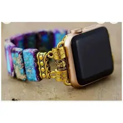 GENERICO - Correa Elástica Piedras Naturales Emperador para Apple Watch 4244 mm Bohemio con Gemas Multicolor