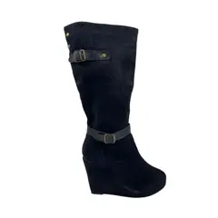 HERIEL - Bota Negra Taco Cuña Mujer