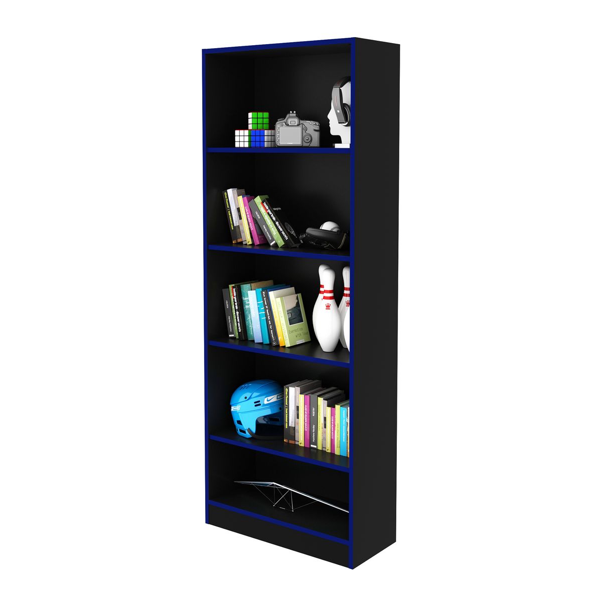 TECNOMOBILI - Estante Gamer MDP 5 Niveles 59.8x160x25.5 cm Negro Azul