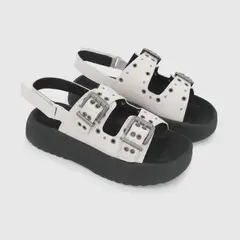 COLLOKY - Sandalia Blanca con Plataforma y Tachas de Niña talla 28 a 38