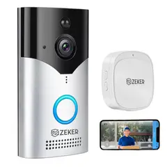 ZEKER - Timbre Inalambrico De Seguridad Inteligente Camara 4mp HD 2.4Ghz