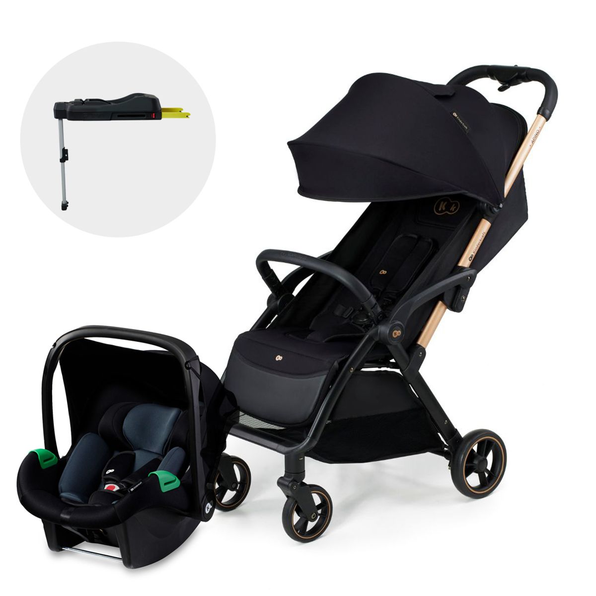 KINDERKRAFT - Travel System Apino 2 en 1 Negro