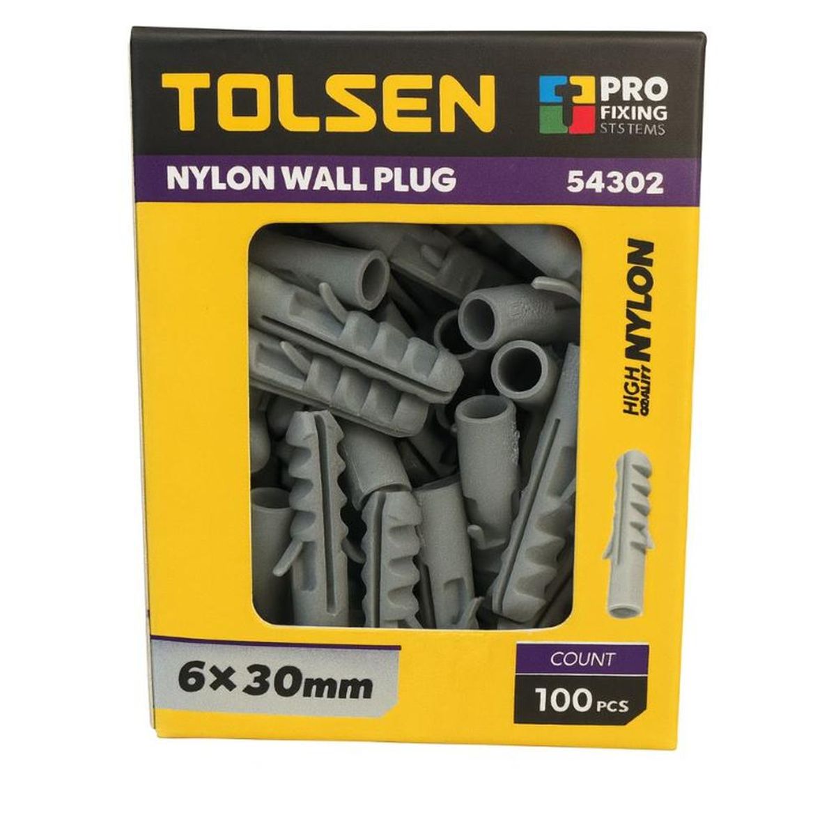 TOLSEN - Tarugos plásticos 100 unidades 6X30mm 54302 TOLSEN