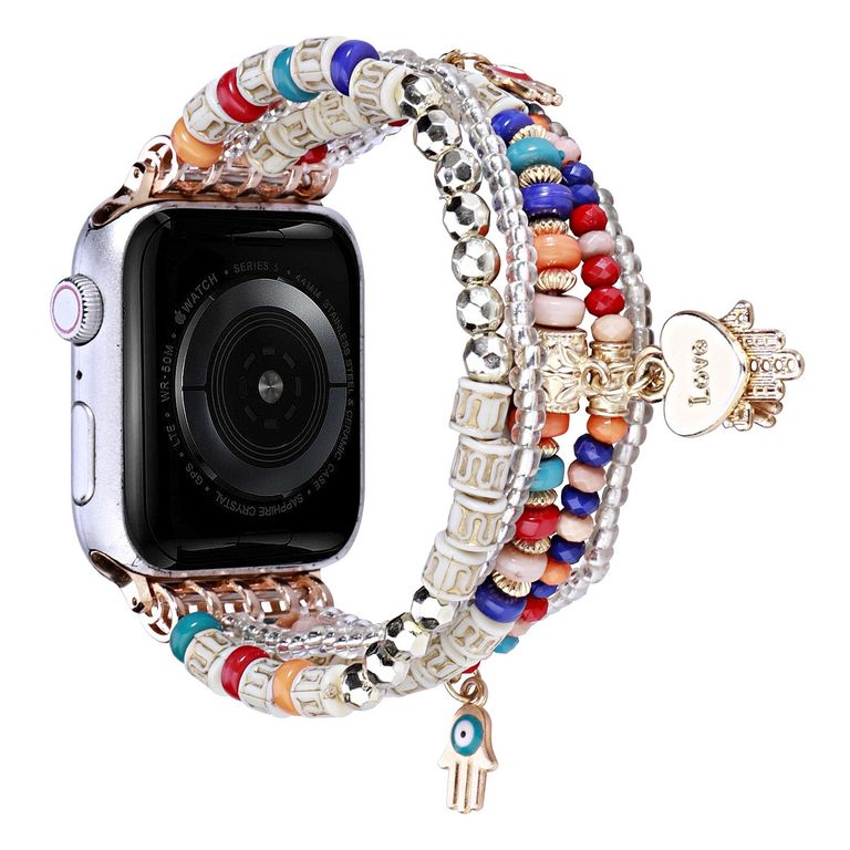 Correa Bohemia de Cuentas para Apple Watch 4244 mm Multiples Hilos Decorativos y Dijes Protectores