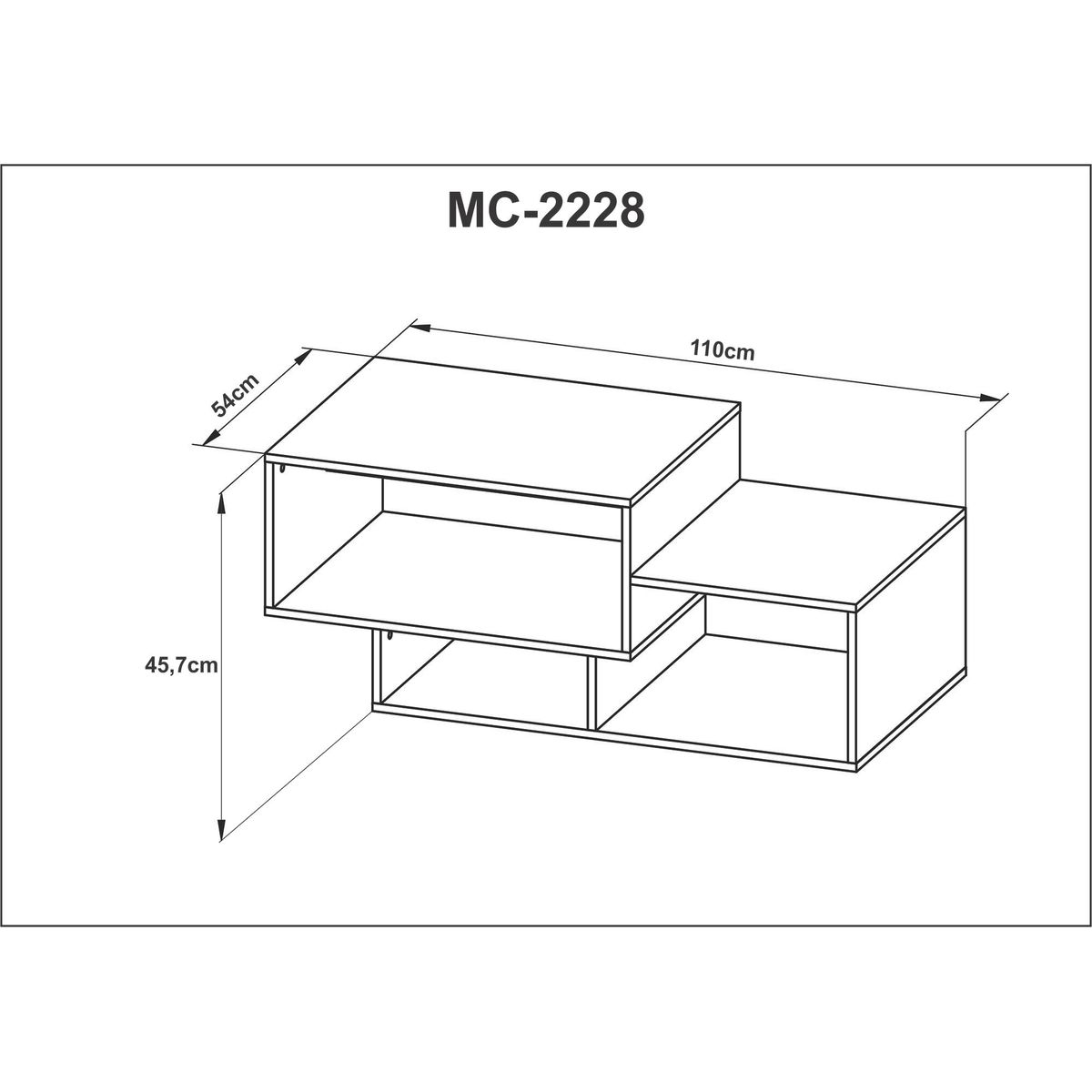 TECNOMOBILI - Mesa de centro nogal blanco 45x110x54 cm