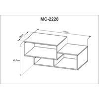 Mesa de centro nogal blanco 45x110x54 cm