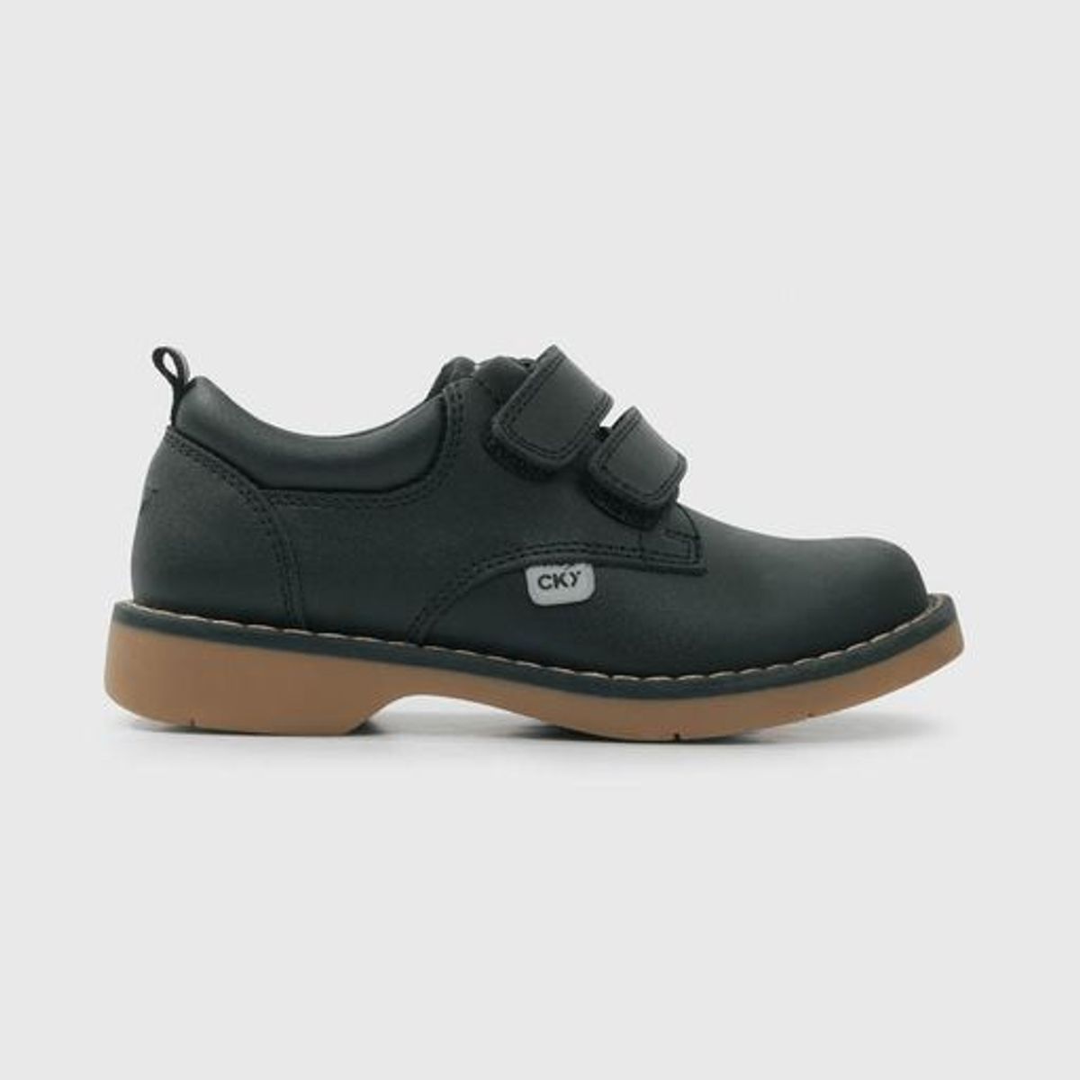 COLLOKY - Zapato Escolar Clásico de Cuero Negro con Velcros