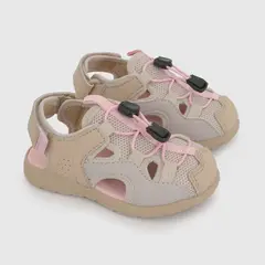 COLLOKY - Sandalia Outdoor de niña para Caminante Beige con Velcro Talla 21 al 27