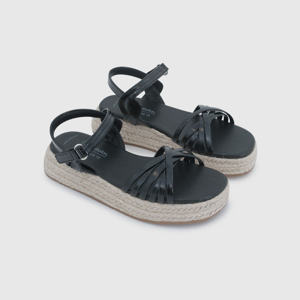 COLLOKY - Sandalia de Niña Negra con Velcro