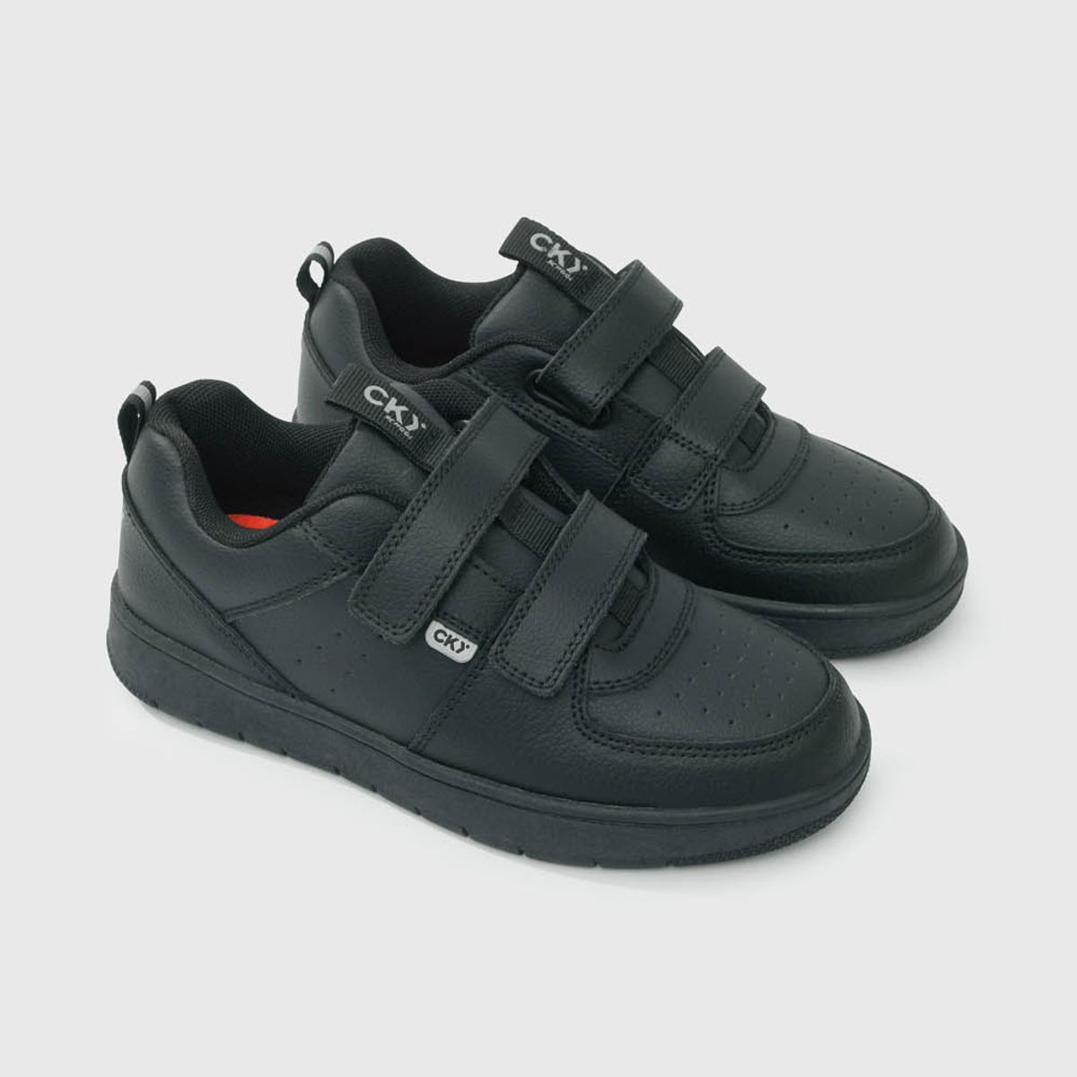 COLLOKY - Zapato Escolar de Cuero y Ecocuero negro con velcro