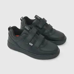 COLLOKY - Zapato Escolar de Cuero y Ecocuero negro con velcro