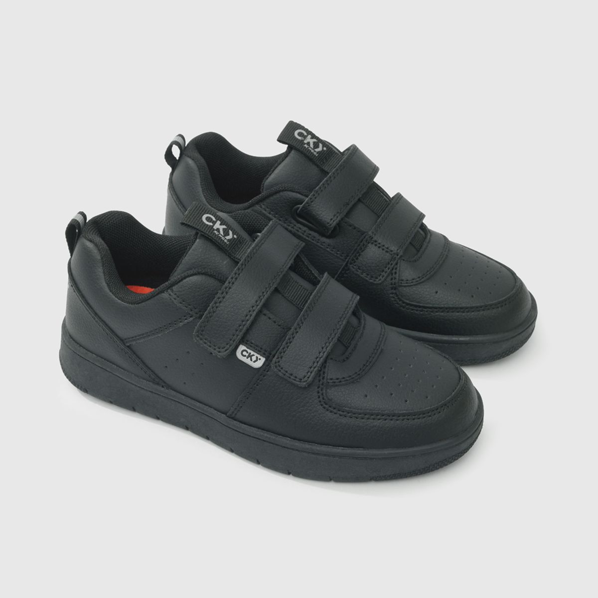 COLLOKY - Zapato Escolar de Cuero y Ecocuero negro con velcro
