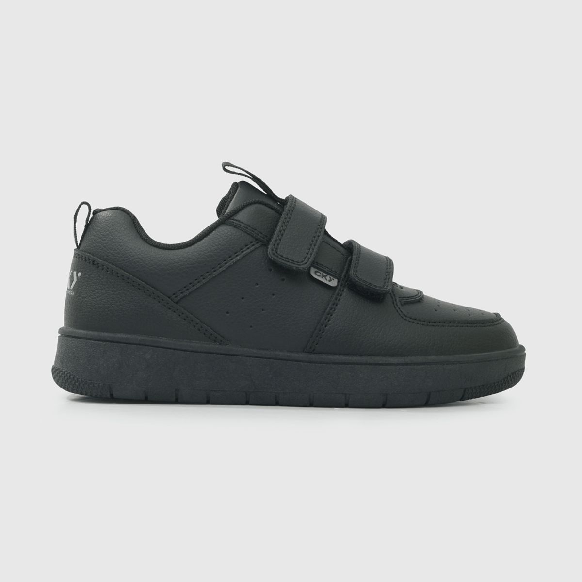COLLOKY - Zapato Escolar de Cuero y Ecocuero negro con velcro