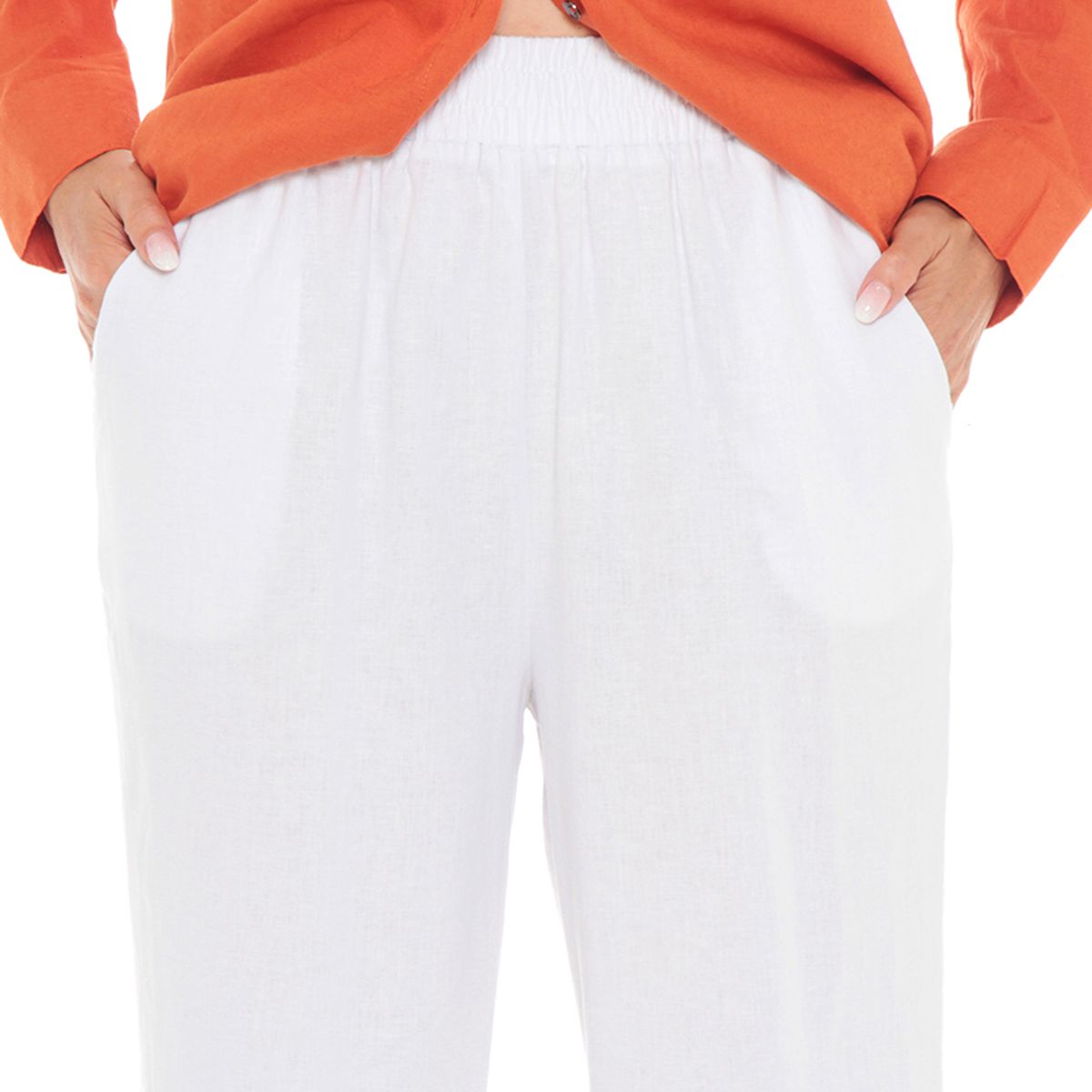 WADOS - PANTALON CROP ANCHO DE LINO CON PRETINA   ELASTICADA