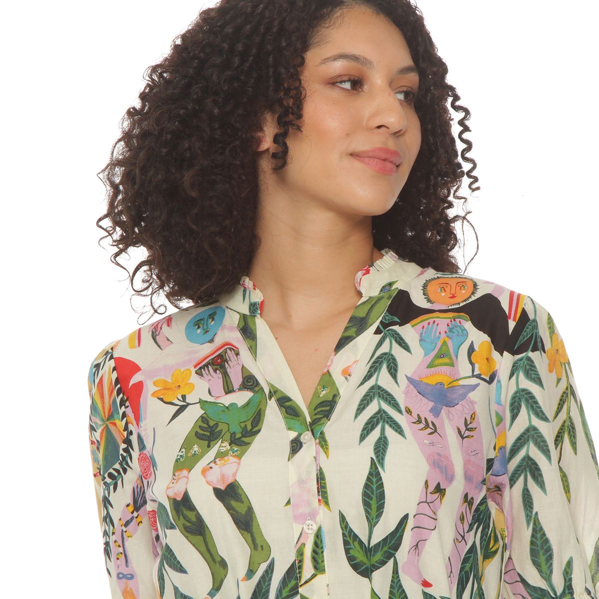 WADOS - VESTIDO ESTAMPADO MANGA CORTA CON CINTURON