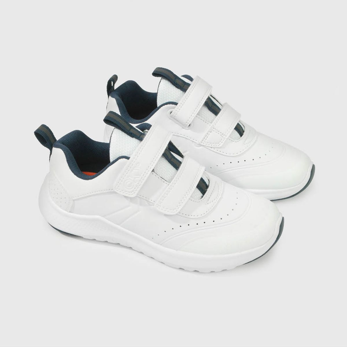 COLLOKY - Zapatillas Colloky Escolar Blanca doble Velcro y Detalles Azules Niño