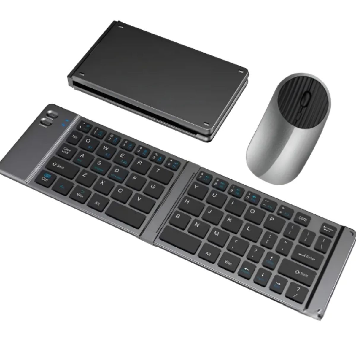GENERICO - Set Teclado Portátil Bluetooth Plegable Y Mouse Inalámbrico GRIS