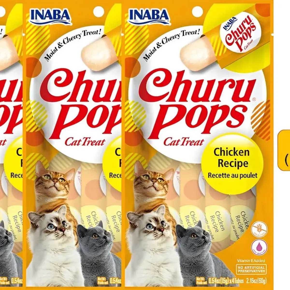 INABA - Snack Para Mascotas Gatos Churu Pops Pollo 12 Tubos Inaba