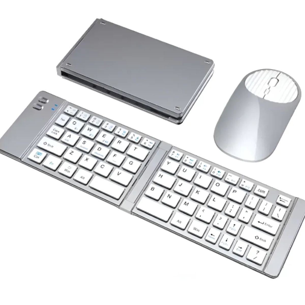 GENERICO - Set Teclado Portátil Bluetooth Plegable Y Mouse Inalámbrico BLANCO