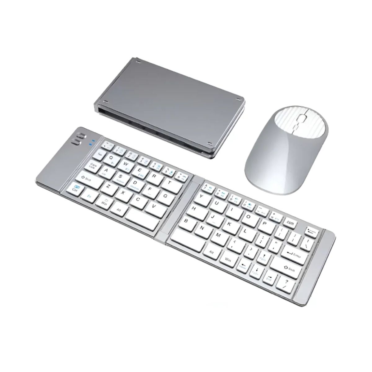 GENERICO - Set Teclado Portátil Bluetooth Plegable Y Mouse Inalámbrico BLANCO