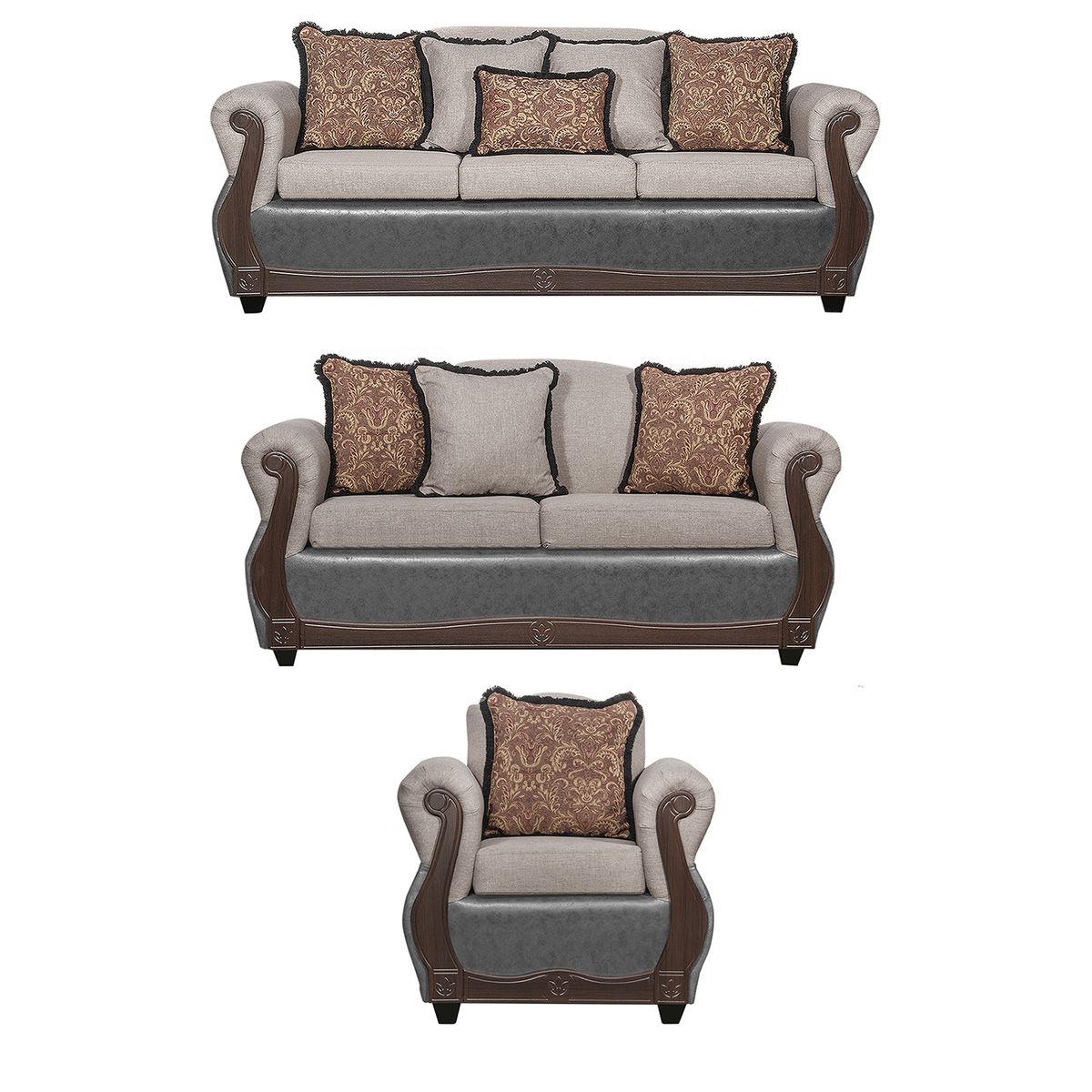 BLACK FACTORY - Juego de Living 3 2 1 Gran Columbia Beige Gris