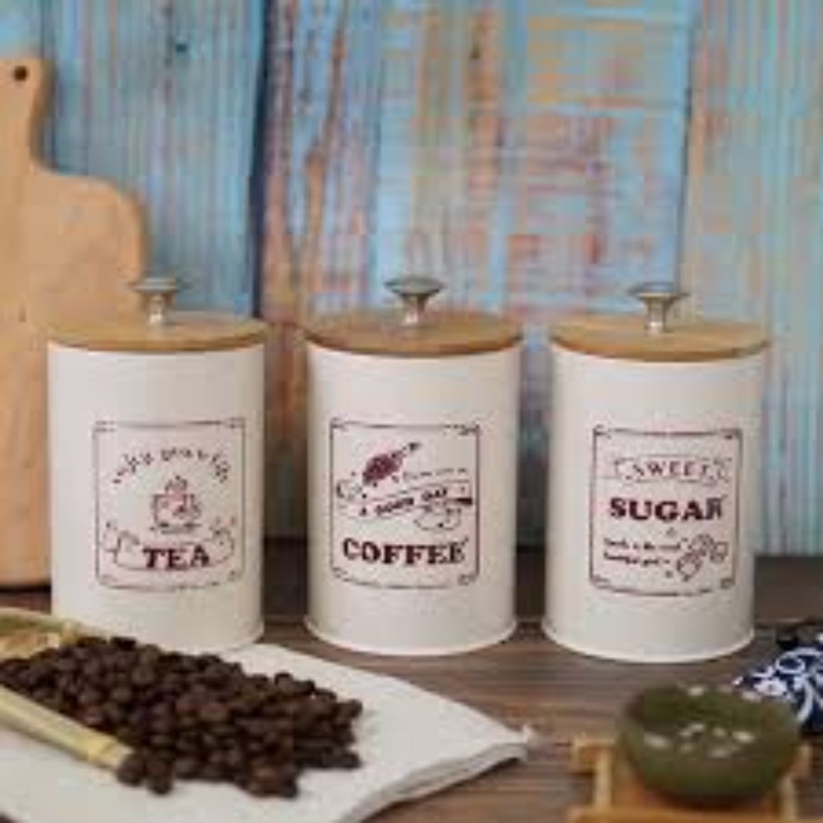 TODOHOGAR SANTIAGO DE CHILE - Set de 3 canister de cocina - Diseño Letras