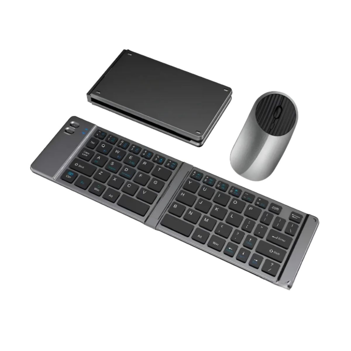 GENERICO - Set Teclado Portátil Bluetooth Plegable Y Mouse Inalámbrico GRIS