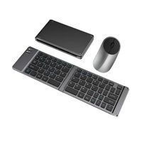 Set Teclado Portátil Bluetooth Plegable Y Mouse Inalámbrico GRIS