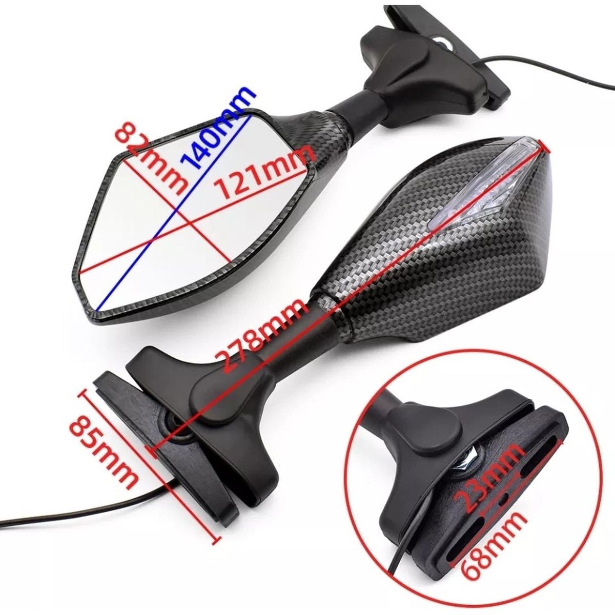 GENERICO - Espejos Para Motos Deportivas C Intermitentes Integrados