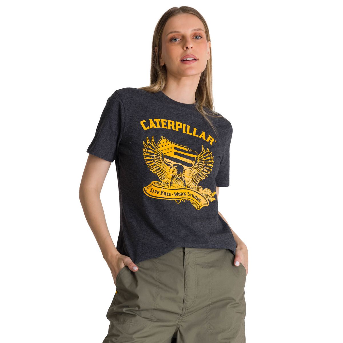 CAT - Polera Manga Corta Mujer Diseño Grafito CAT