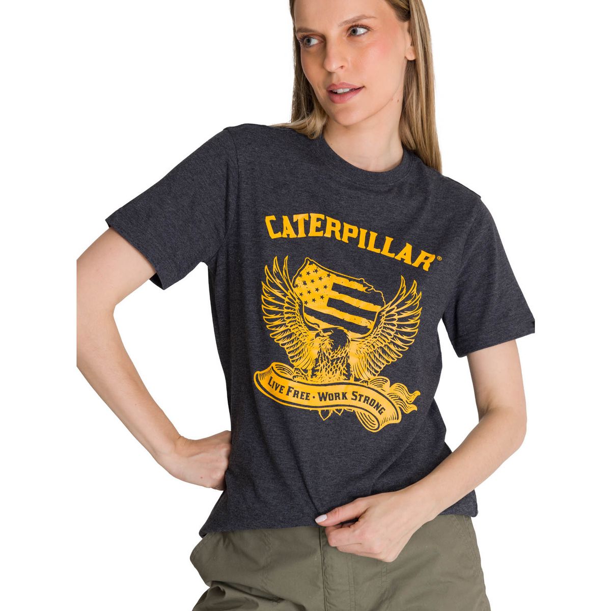 CAT - Polera Manga Corta Mujer Diseño Grafito CAT