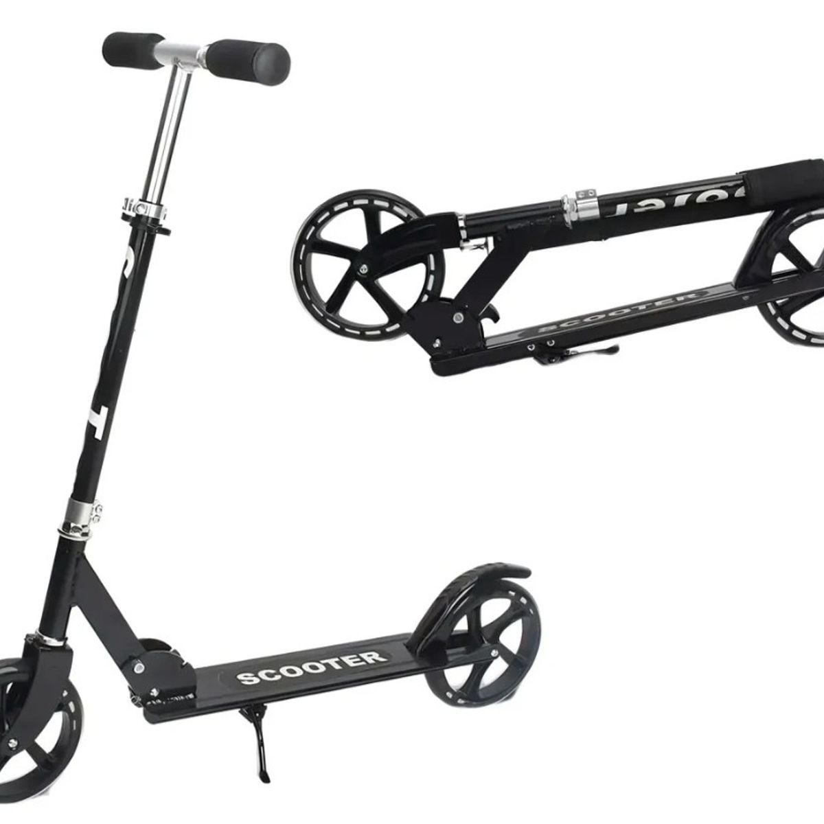 GENERICO - Scooter Monopatin Plegable Metalico 2 Ruedas, Negro