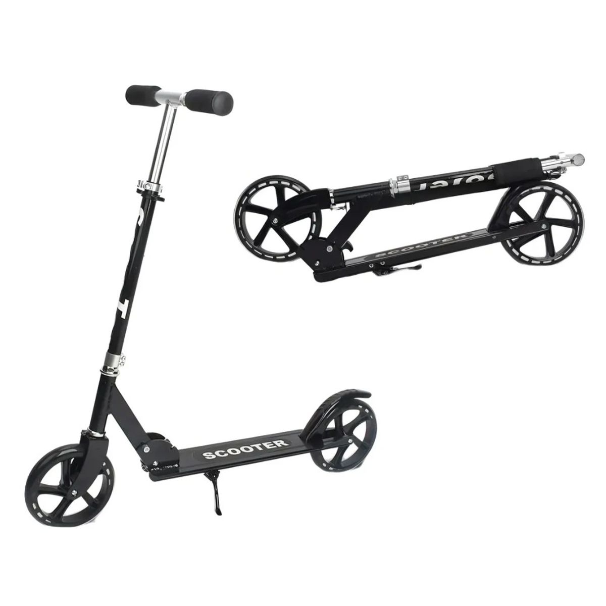 GENERICO - Scooter Monopatin Plegable Metalico 2 Ruedas, Negro