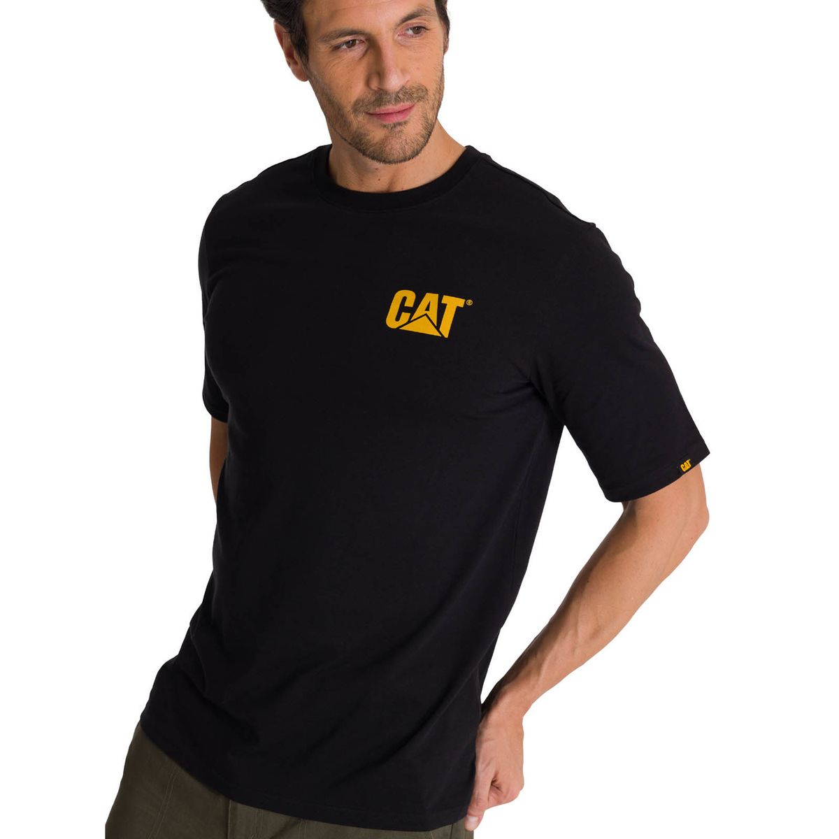 CAT - Polera Manga Corta Hombre Diseño Hard Work Negro CAT