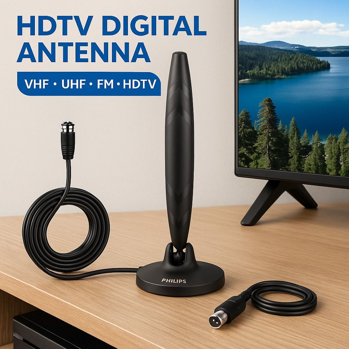 GENERICO - Antena Digital Hdtv Full Hd 1080p Interior Y Exterior