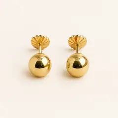 JIREH JOYAS - Aros Bolita 7mm N5 Oro 18k Atornillados 1gr Juvenil Mujer Hipoalergénicos