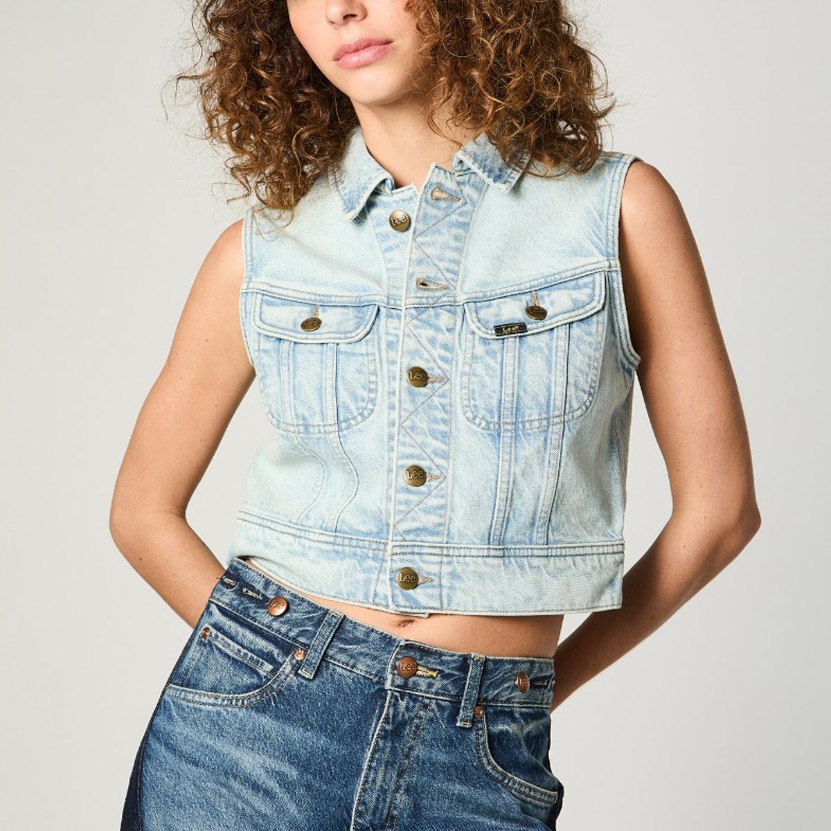 LEE - Chaqueta Mujer Crop Pride Celeste