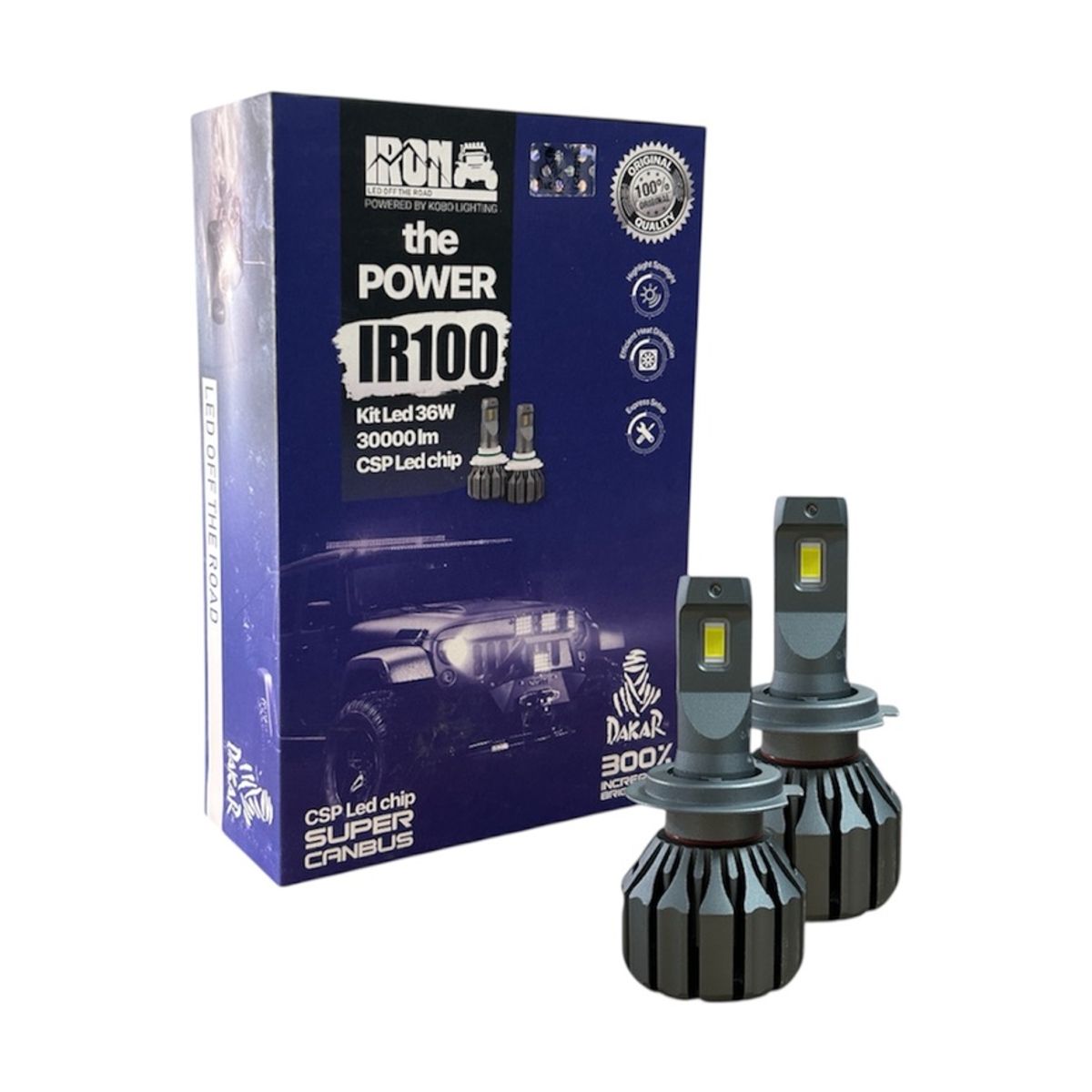 KOBO - Kit Ampolletas Turbo Led Canbus H7 30000lm Dakar Ir100