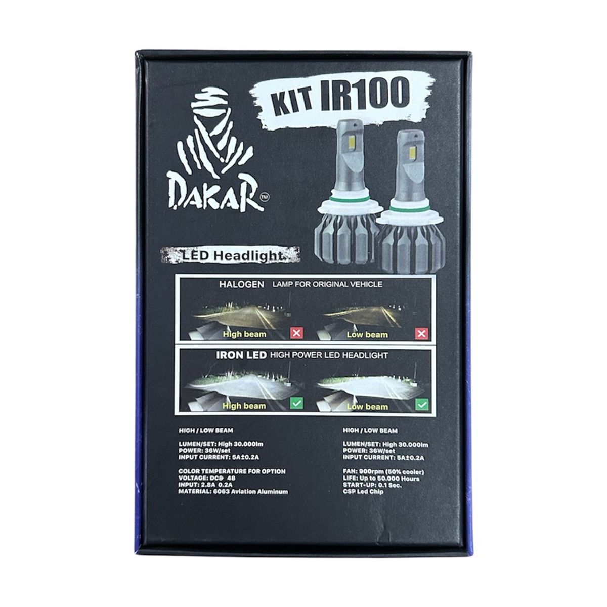 KOBO - Kit Ampolletas Turbo Led Canbus H7 30000lm Dakar Ir100