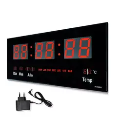 IRM - Reloj Digital LED Pared Hora Fecha Temperatura 47x23x3 CM