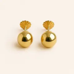 JIREH JOYAS - Aros Bolita 8mm N6 Oro 18k Atornillados 1.20gr Juvenil Mujer Hipoalergénicos