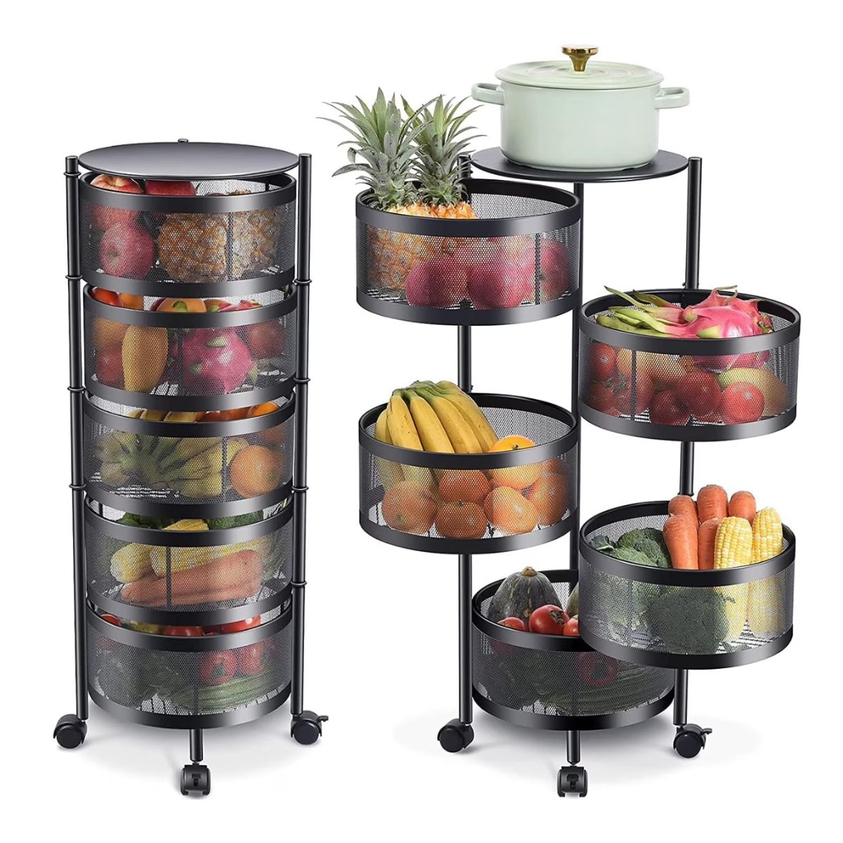 GENERICO - Carro Cocina Verduras 5 Canastos Redondos