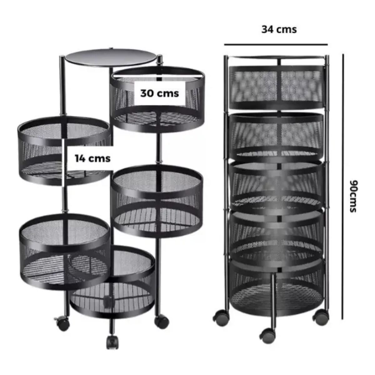 GENERICO - Carro Cocina Verduras 5 Canastos Redondos