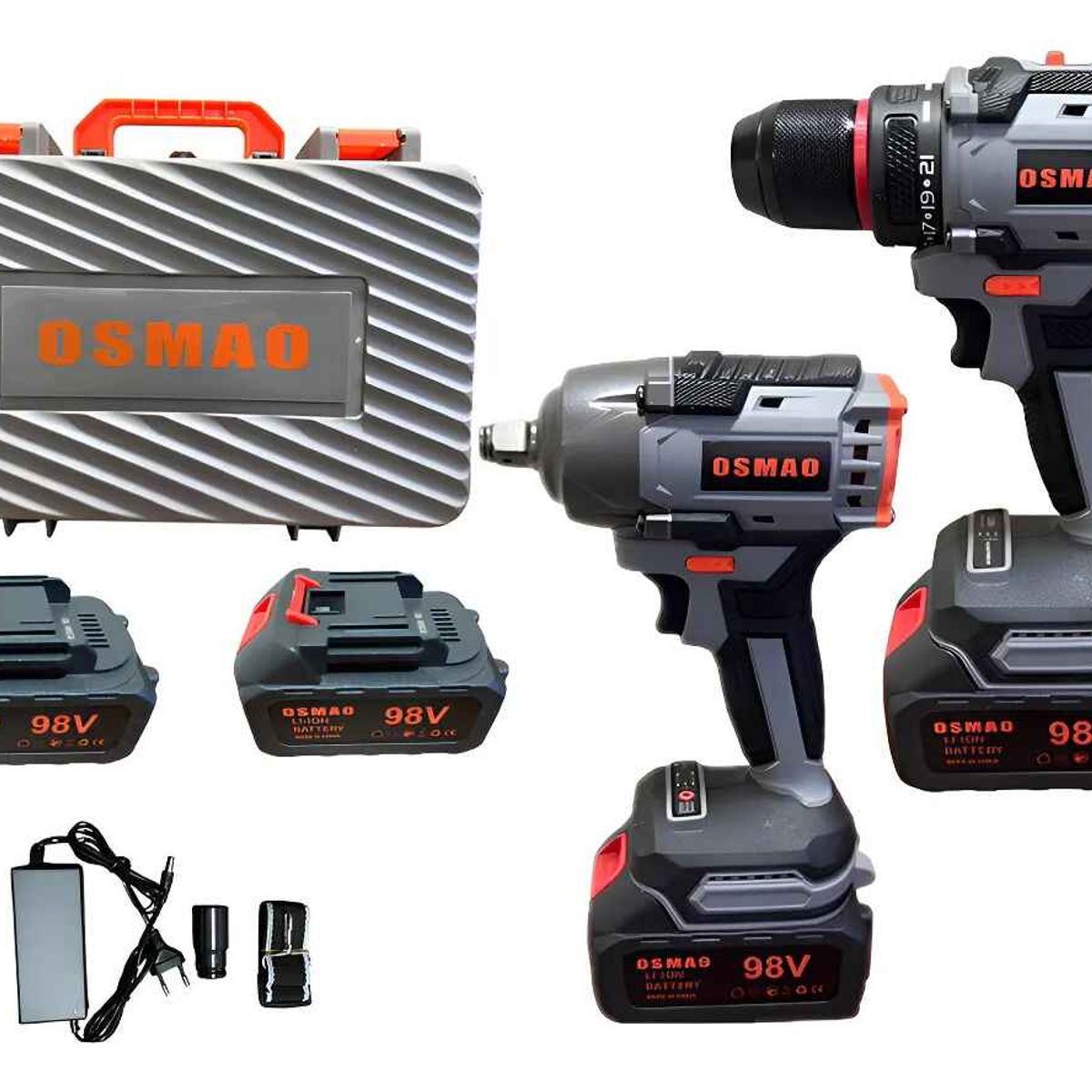 GENERICO - Kit Llave De Llave De Impacto + Taladro 98v Osmao Negro