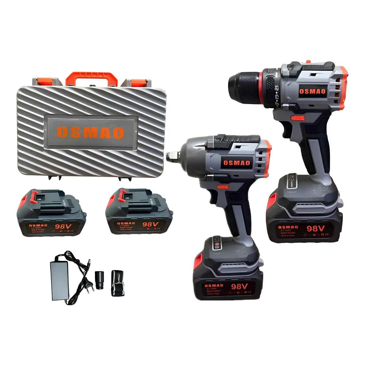 GENERICO - Kit Llave De Llave De Impacto + Taladro 98v Osmao Negro